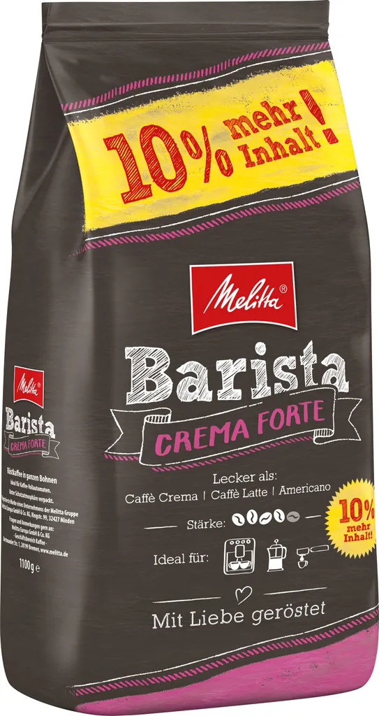 MELITTA Ganze Kaffeebohnen Barista Crema Forte 1100 G Kräftig Und Vollmundig 1 MELITTA Ganze Kaffeebohnen Barista Crema Forte 1100 G Kräftig Und Vollmundig