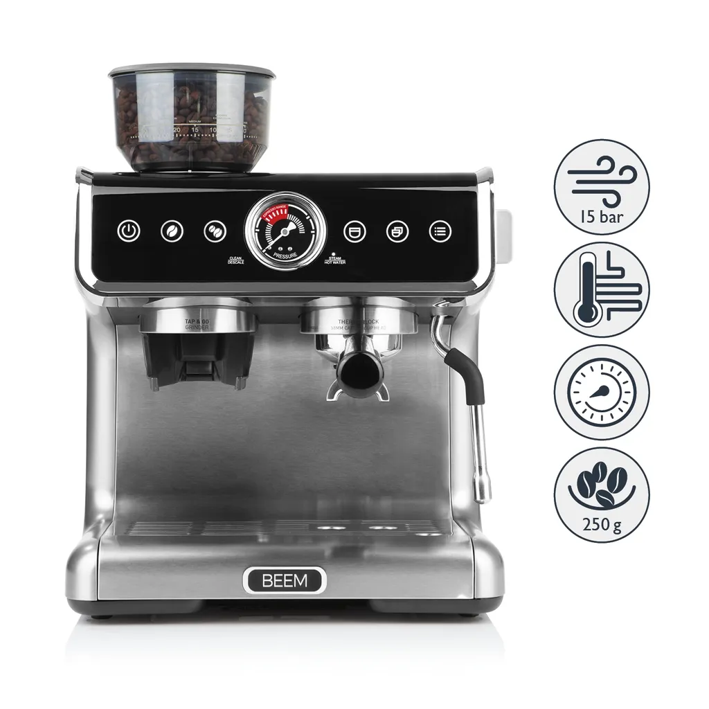 BEEM ESPRESSO-GRIND-PROFESSION Espresso-Siebträgermaschine Mit Mahlwerk - 15 Bar Espressomaschine Siebträger Maschine Barista Kaffee Mahlwerk Milchaufschäumer 1 BEEM ESPRESSO-GRIND-PROFESSION Espresso-Siebträgermaschine Mit Mahlwerk - 15 Bar Espressomaschine Siebträger Maschine Barista Kaffee Mahlwerk Milchaufschäumer