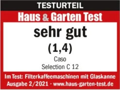 CASO Selection C12 - Design-Kaffeemaschine Für Bis Zu 12 Tassen Kaffee, 1,5 L Wassertank, Edelstahlgehäuse, Warmhaltefunktion, Timer, Inkl. Permanentfilter -KaffeeGlück Angebote 12d0354d9bb47c5c974e532c7422dac4