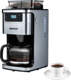 MEDION MD 15486 Kaffeemaschine Mit Mahlwerk Und Glaskanne, Wassertank: 1,5 Liter, 8 Mahlstufen, Max. 1050 Watt, Silber, Edelstahl -KaffeeGlück Angebote 2f8f86503c5fdc925f3a956fe536f921