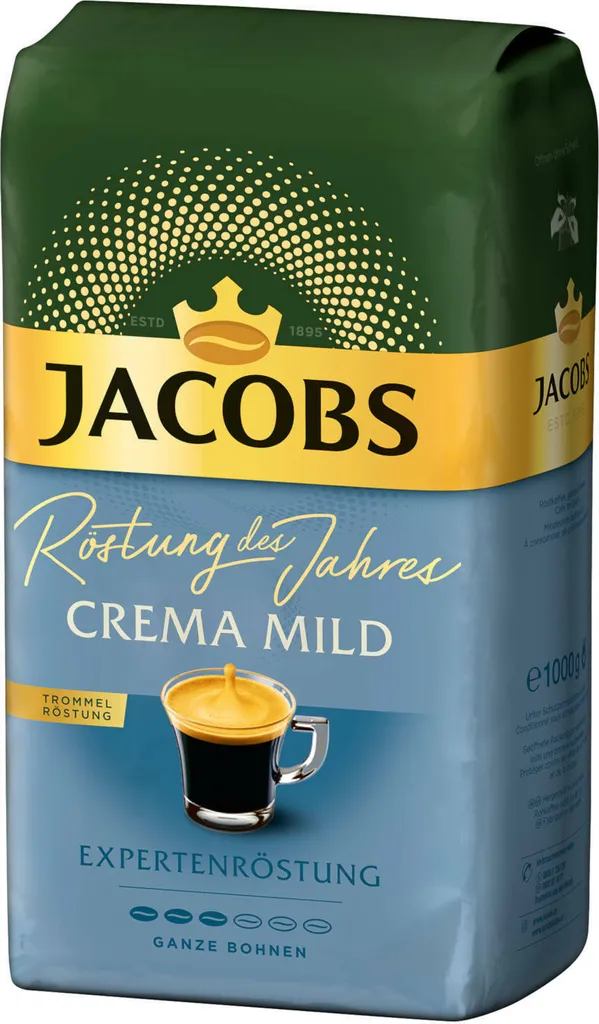 JACOBS Kaffeebohnen Expertenröstung Crema Mild Röstung Des Jahres 2 X 1 Kg + 1 Aluminium Dose Barista Design 6 JACOBS Kaffeebohnen Expertenröstung Crema Mild Röstung Des Jahres 2 X 1 Kg + 1 Aluminium Dose Barista Design – Bild 6
