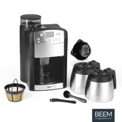 BEEM FRESH-AROMA-PERFECT Filterkaffeemaschine Mit Mahlwerk - Thermo | 2 Isolierkannen Kaffeemaschine Mahlwerk Timer 2x Thermoskanne Filterkaffeemaschine Kaffeeautomat -KaffeeGlück Angebote 3021af1bba59773ac6fa83558e1b2ceb