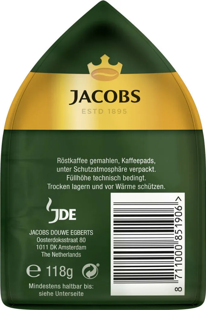 JACOBS Pads Crema Classic 270 Getränke - 15x18 Kaffeepads Senseo Kompatibel 6 JACOBS Pads Crema Classic 270 Getränke - 15x18 Kaffeepads Senseo Kompatibel – Bild 6