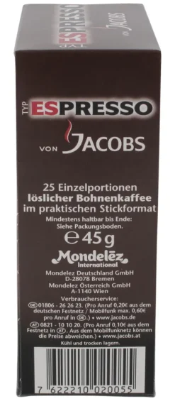 Jacobs Typ Espresso Sticks | Löslicher Kaffee | 25 Portionen 21 Jacobs Typ Espresso Sticks | Löslicher Kaffee | 25 Portionen -KaffeeGlück Angebote 3c9c8743899b6648e65bd30a7016c9ee