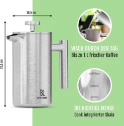 Bjørn Liebdhal French Press Edelstahl Kaffeemaschine Auch Für Camping : 0.6 Liter -KaffeeGlück Angebote 410e902588485c968c3991359433ec5f
