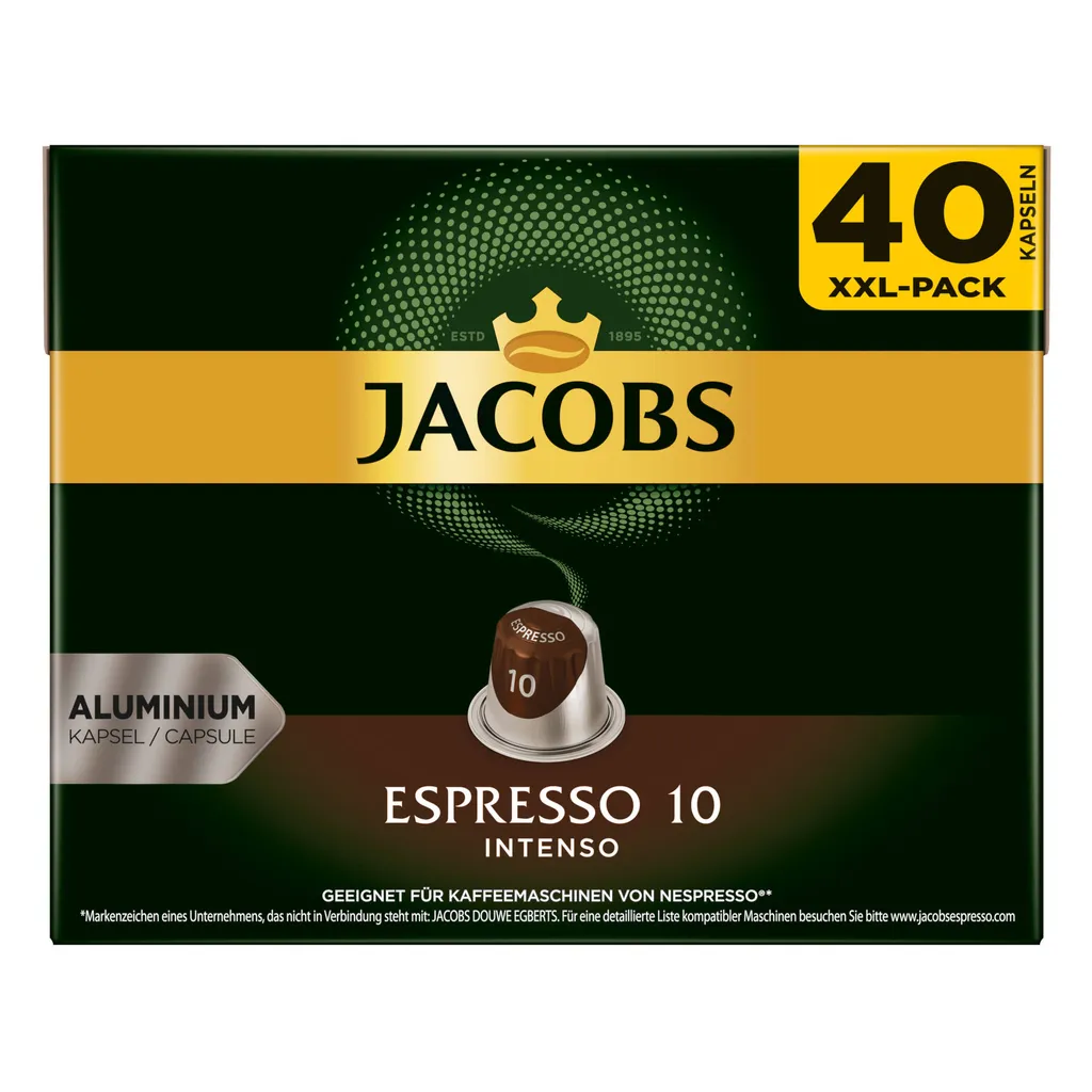 JACOBS Kapseln Espresso Intenso 5 X 40 Nespresso®* Kompatible Kaffeekapseln 1 JACOBS Kapseln Espresso Intenso 5 X 40 Nespresso®* Kompatible Kaffeekapseln
