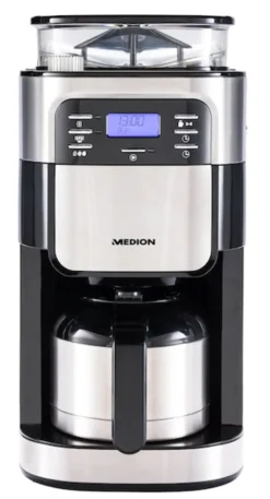 MEDION Kaffeemaschine Mit Mahlwerk Und Thermoskanne (Timer, 1 Liter, 900 Watt, Kaffeebohnenmahlwerk, 8 Mahlstufen, LED Display, Tropf Stopp, Isolierkanne, MD19777) -KaffeeGlück Angebote 4e2b4ed3ef3933557fdfc61b2d1b5e24