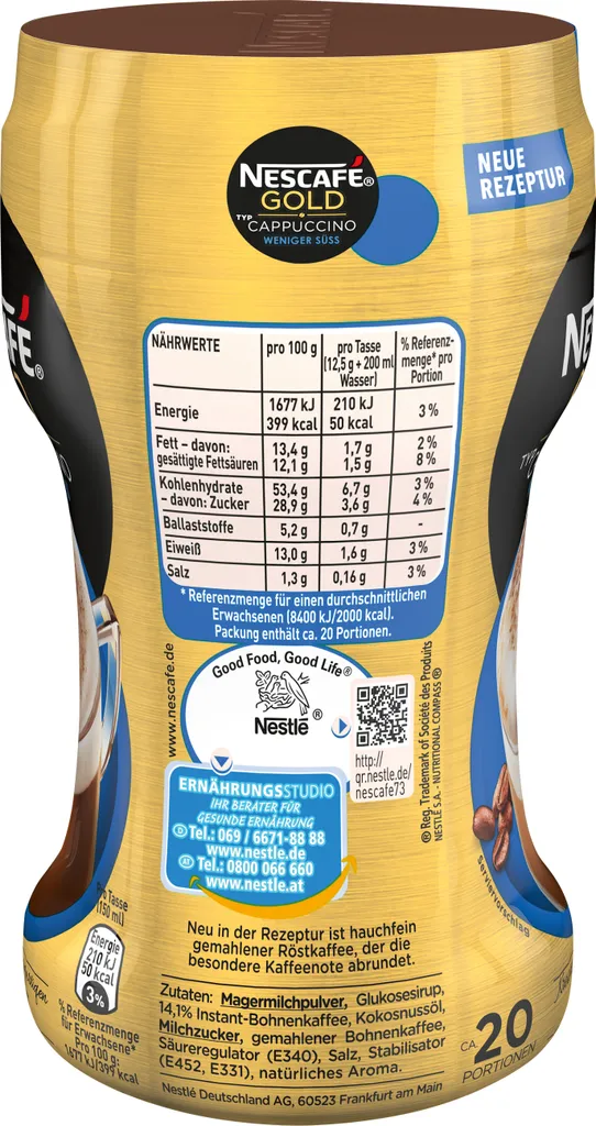 Nescafé® Nescafé Gold Typ Cappuccino Weniger Süß | 250g Dose 2 Nescafé® Nescafé Gold Typ Cappuccino Weniger Süß | 250g Dose – Bild 2