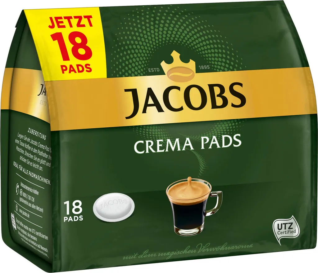 JACOBS Pads Crema Classic 270 Getränke - 15x18 Kaffeepads Senseo Kompatibel 3 JACOBS Pads Crema Classic 270 Getränke - 15x18 Kaffeepads Senseo Kompatibel – Bild 3