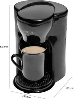 Clatronic KA 3356 1 Tassen-Kaffeeautomat, Platzsparendes Design (ideal Für Unterwegs), Automatische Abschaltung, Inkl. Keramiktasse, Schwarz -KaffeeGlück Angebote 65c0db6984918e4bbcbcd7b11eae75a1