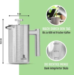 Bjørn Liebdhal French Press Edelstahl Kaffeemaschine Auch Für Camping : 0.6 Liter -KaffeeGlück Angebote 68397e6f8d361b66a7e54b91bea8ea2f
