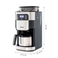 MEDION Kaffeemaschine Mit Mahlwerk Und Thermoskanne (Timer, 1 Liter, 900 Watt, Kaffeebohnenmahlwerk, 8 Mahlstufen, LED Display, Tropf Stopp, Isolierkanne, MD19777) -KaffeeGlück Angebote 6b08da99ca6c341e6b73204827f5924e