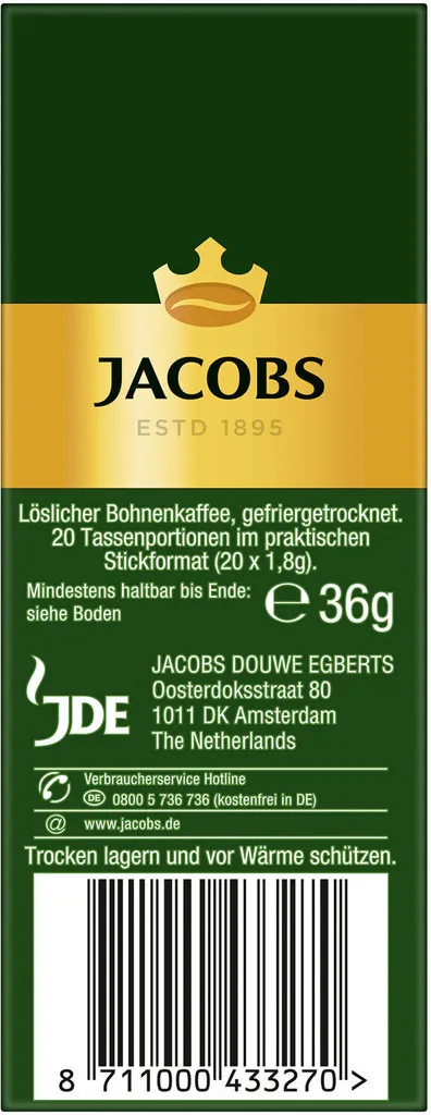 JACOBS Löskaffee Krönung 16 X 20 Sticks Löslicher Kaffee Instantkaffee 320 Getränke 8 JACOBS Löskaffee Krönung 16 X 20 Sticks Löslicher Kaffee Instantkaffee 320 Getränke – Bild 8