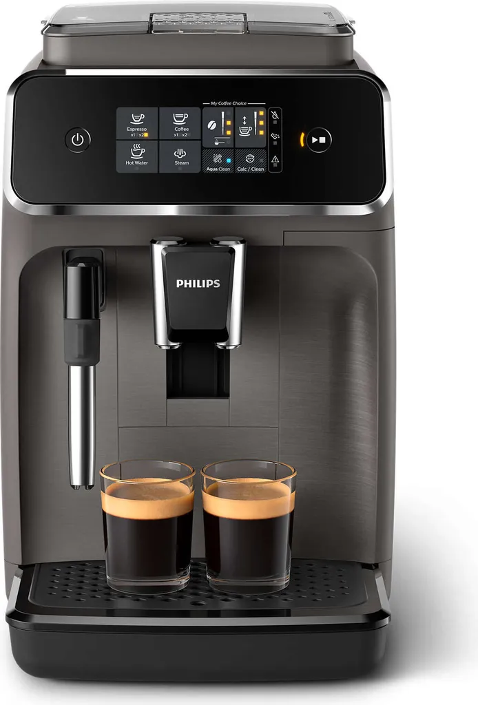 Philips Kaffeevollautomat 2200 Series, 2 Kaffeespezialitäten, Milchaufschäumer, Intuitives Touchdisplay, Grau (EP2224/10) 1 Philips Kaffeevollautomat 2200 Series, 2 Kaffeespezialitäten, Milchaufschäumer, Intuitives Touchdisplay, Grau (EP2224/10)