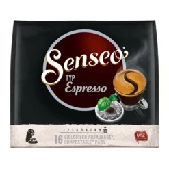 Senseo Espresso, Aromatisch Vollmundiger Röstkaffee, 16 Pads