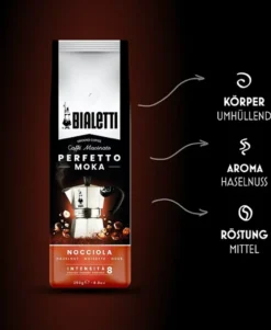 Bialetti Perfetto Moka Nocciola, Kaffee Gemahlen, Röstkaffee, Intensität 8, 250 G, 96080321 -KaffeeGlück Angebote 8d8bcc4d8c159ca68cbf6b33f5a3bcb9
