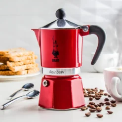 Bialetti Rainbow, Italienische Espresso-Kaffeemaschine, Aluminium, 3 Tassen, Rot -KaffeeGlück Angebote 8fc74856b30e9ff15ef50185bf6ee646