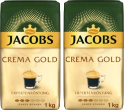 JACOBS Kaffeebohnen Expertenröstung Crema Gold 2 X 1 Kg Ganze Kaffee Bohnen + 1 Aluminium Dose Barista Design -KaffeeGlück Angebote 9006951e7ae89852cdc22cfd7face40e