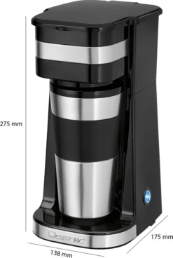 Clatronic KA 3733 Kaffeemaschine Für Coffee To Go, Inkl. 0,4 Liter Kaffeebecher Aus Edelstahl, Ideal Für Auto, Büro Und Unterwegs, Schwarz -KaffeeGlück Angebote 91a4d40255711d8b3d73ed2d55d6637e