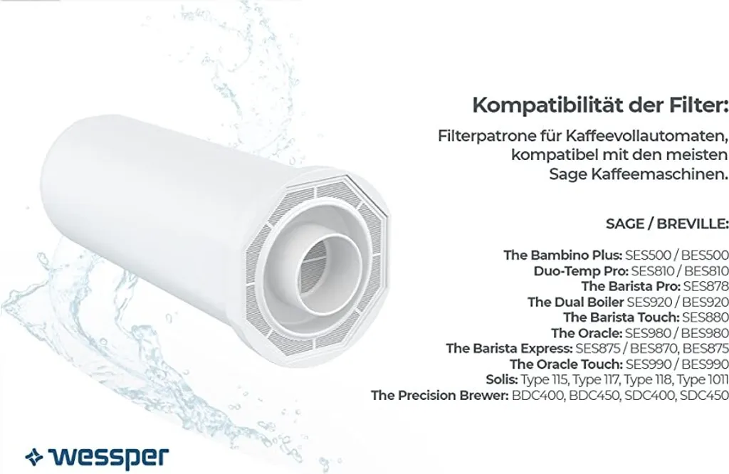 Wessper 6 Stück Wasserfilter Für Sage Kaffeemaschinen | Barista Zubehör Ersatz Für Sage Claro Swiss, Sage Barista Express Pro SES008, SES875,BES920, SES980, SES990, BES811, SES878, SES880, SES812 8 Wessper 6 Stück Wasserfilter Für Sage Kaffeemaschinen | Barista Zubehör Ersatz Für Sage Claro Swiss, Sage Barista Express Pro SES008, SES875,BES920, SES980, SES990, BES811, SES878, SES880, SES812 – Bild 8