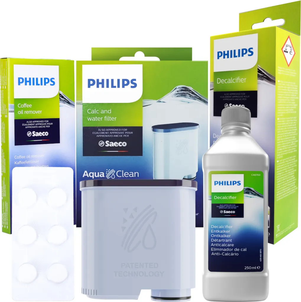 Philips Set Für Saeco/Philips Espressomaschinen: Aquaclean Wasserfilter CA6903/10, Entkalker CA6700/10, Entfettungstabletten CA6704/10 1 Philips Set Für Saeco/Philips Espressomaschinen: Aquaclean Wasserfilter CA6903/10, Entkalker CA6700/10, Entfettungstabletten CA6704/10