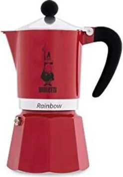 Bialetti Rainbow, Italienische Espresso-Kaffeemaschine, Aluminium, 3 Tassen, Rot -KaffeeGlück Angebote ad0562b2233c3350ed971b39958ffcec