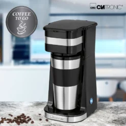 Clatronic KA 3733 Kaffeemaschine Für Coffee To Go, Inkl. 0,4 Liter Kaffeebecher Aus Edelstahl, Ideal Für Auto, Büro Und Unterwegs, Schwarz -KaffeeGlück Angebote afad1751e27a4d22948abeb37c7051db
