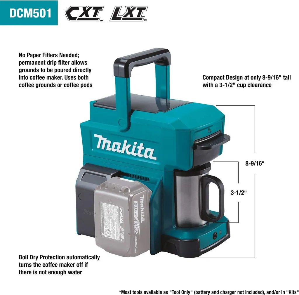 Makita Akku / Netz Tragbare Mobile Kaffeemaschine Caffee DCM501Z 18V 230V 4 Makita Akku / Netz Tragbare Mobile Kaffeemaschine Caffee DCM501Z 18V 230V – Bild 4