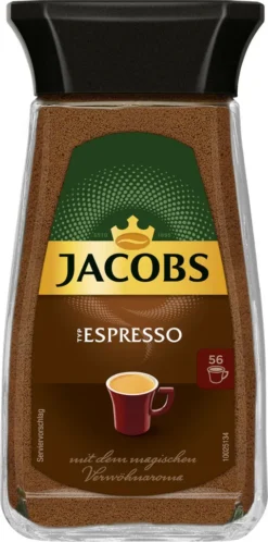 Jacobs Espresso, Löslicher Kaffee, Instantkaffee, Instant Kaffee, Löskaffee, Glas, 100 G
