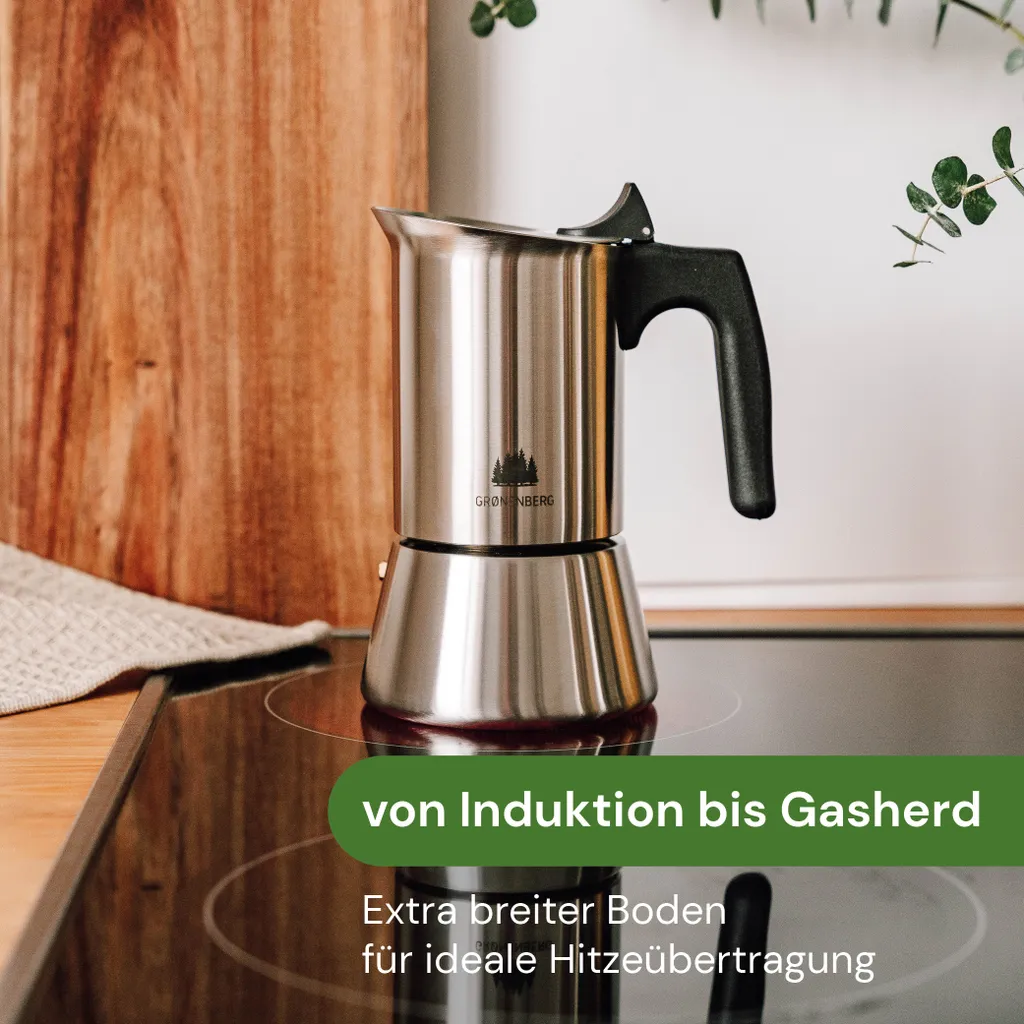 Espressokocher Edelstahl 4 Tassen Induktion / Mokkakanne Inkl. Ersatzdichtung / Mokkakocher (200ml Füllmenge) 2 Espressokocher Edelstahl 4 Tassen Induktion / Mokkakanne Inkl. Ersatzdichtung / Mokkakocher (200ml Füllmenge) – Bild 2