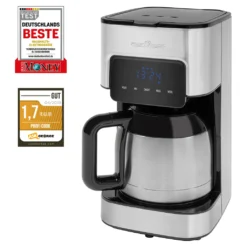 ProfiCook Kaffeeautomat PC-KA 1191 Für 8-10 Tassen, Elektronische Aromawahlfunktion, Sensor Touch-Bedienung, Edelstahl-Thermokanne (doppelwandig)
