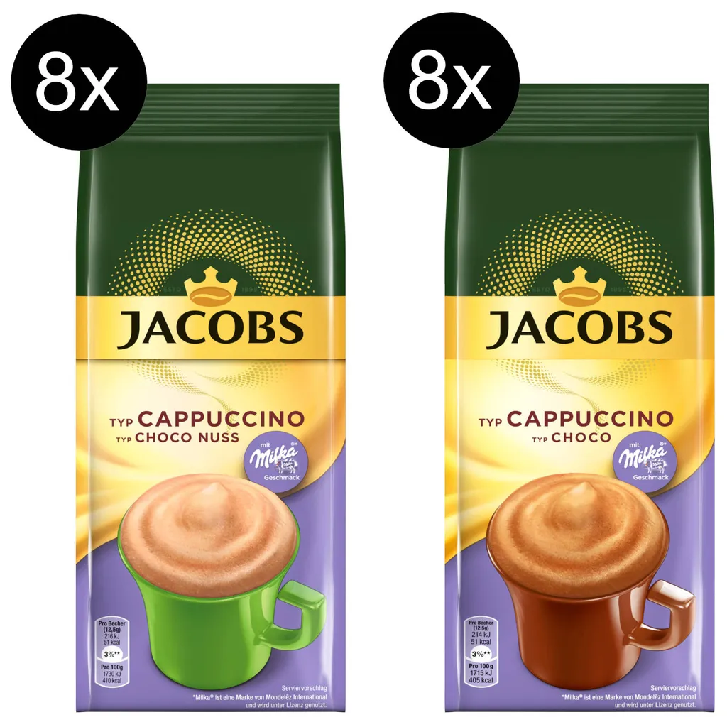 JACOBS Löskaffee Typ Cappuccino 8 X 500 G Choco Nuss + 8 X 500 G Choco 3 JACOBS Löskaffee Typ Cappuccino 8 X 500 G Choco Nuss + 8 X 500 G Choco – Bild 3