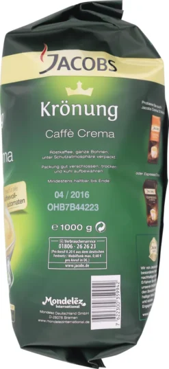 Jacobs Krönung Crema | Ganze Bohne | 1000g -KaffeeGlück Angebote e8be5de50d1124cb66006c0bb1e2cea2