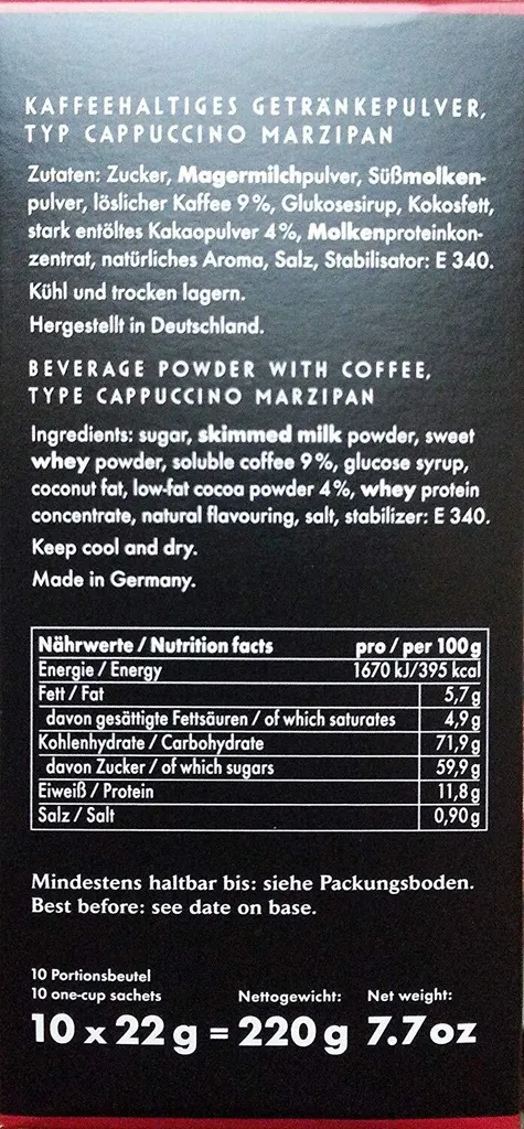 Niederegger Marzipan Geschmack Cappuccino 10 Portionsbeutel 220g 2 Niederegger Marzipan Geschmack Cappuccino 10 Portionsbeutel 220g – Bild 2