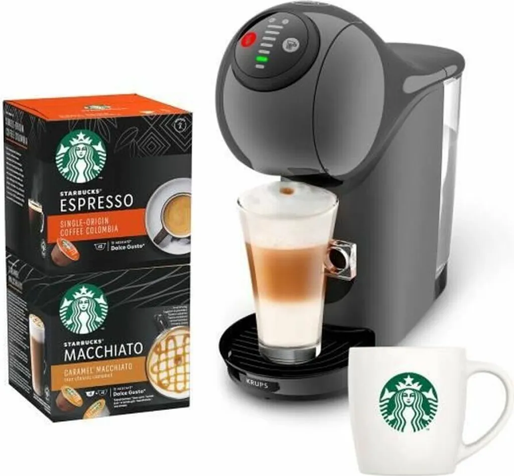 KRUPS NESCAFE DOLCE GUSTO YY4893FD KAPAKE MACHINE + 2 Kisten Espresso- Und Macchiato -Kapseln + Becher Starbucks, Kompakt, Anthrazit 1 KRUPS NESCAFE DOLCE GUSTO YY4893FD KAPAKE MACHINE + 2 Kisten Espresso- Und Macchiato -Kapseln + Becher Starbucks, Kompakt, Anthrazit