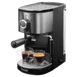 Bestron Espressomaschine Für 2 Tassen, Kolbenmaschine Mit Schwenkbarer Dampfdüse, Inkl. Integriertem Tassenwärmer, Herausnehmbarem Wassertank & 15 Bar Pumpendruck, 1.450 Watt, Farbe: Silber -KaffeeGlück Angebote fcf370582eea7294c2ec979f69503bdc