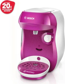 Bosch TASSIMO HAPPY Wild Purple +20 € Gutschein 1400 Watt 0,7 Liter Wassertank -KaffeeGlück Angebote fd1a01907953b86199fdb209885b60ff